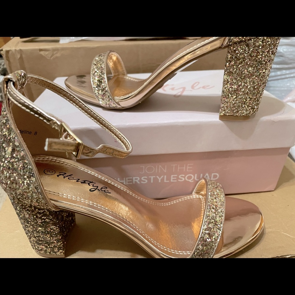 Rose gold glitter heels